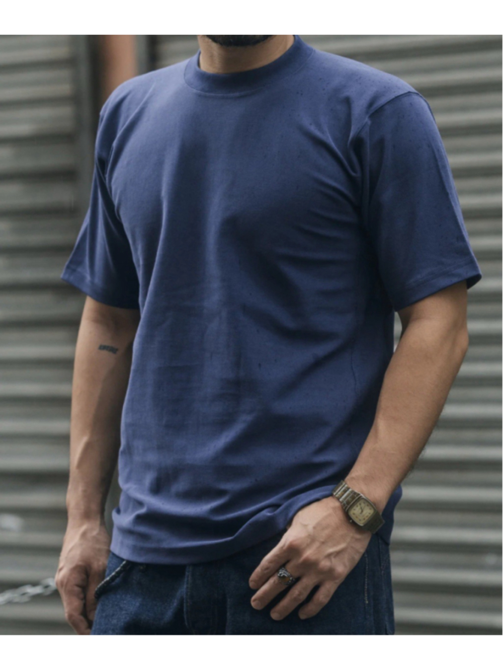 BRONSON MFG. CO. 10.6 oz Reverse Weave 100% Cotton T-Shirt - Navy S